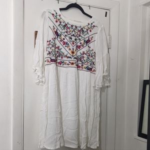 Floral Bohemian white dress